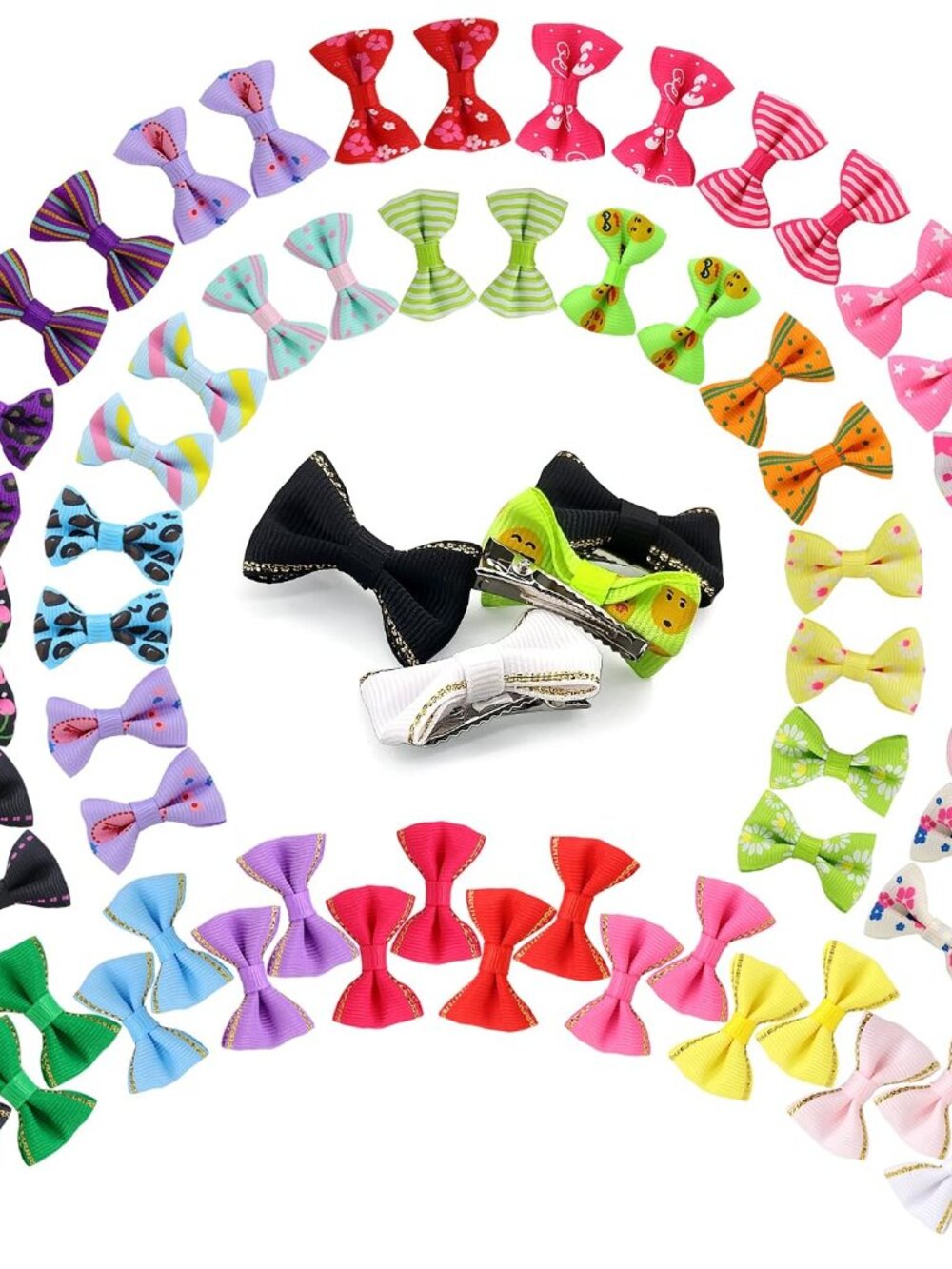 60PCS 30 Paris Cute Puppy Dog Small Bowknot Hair Bows with Metal Clips Handmade - Picture 2 of 6